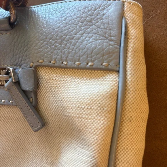 Prada Selleria Canvas Leather Tote linen and pastel Blue - Picture 7 of 9